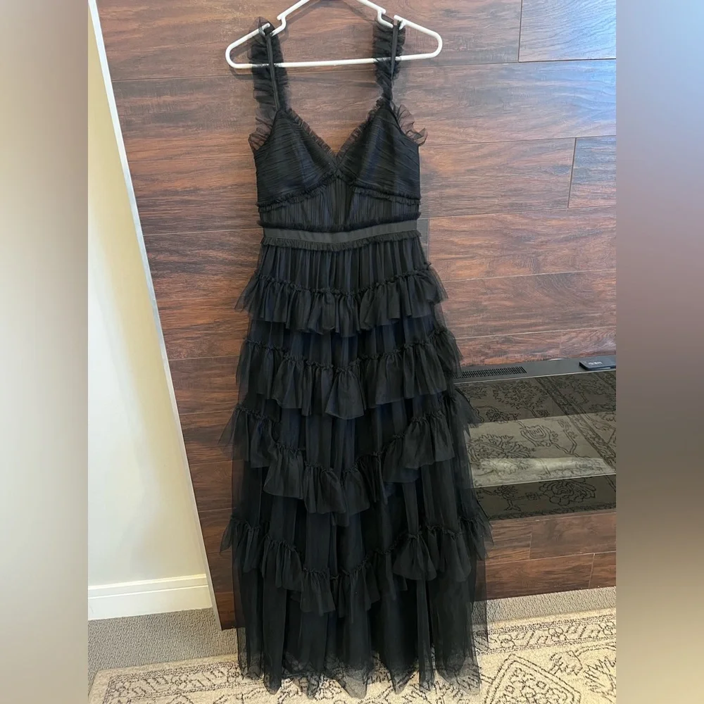 Betsy and Adam Black Layered Maxi Dress - Picture 5 of 9